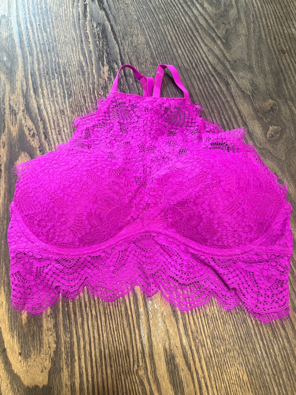 Lace High-Neck Bralette in purple